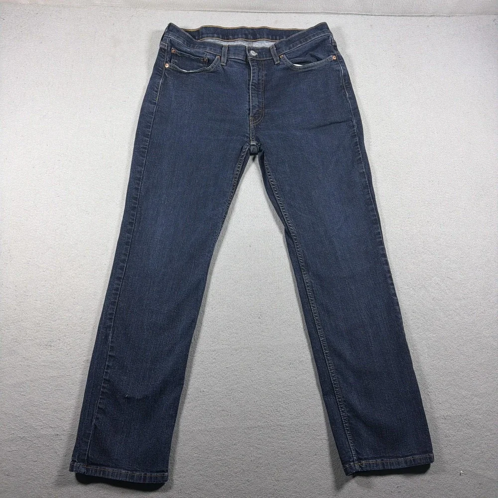 Levis 514 Jeans Mens 36x32 Blue Dark Wash Regular Straight Stretch Denim Pants